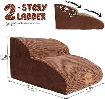 Topmart High Density Extended Foam Dog Ramp&Steps 2-Step,11.8" H)