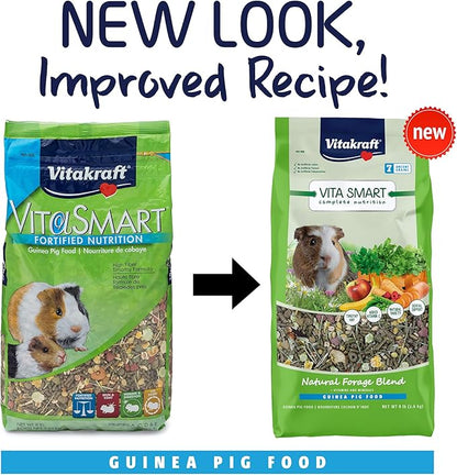 Vitakraft Vita Smart Guinea Pig Food - Complete Nutrition - Premium Fortified Blend with Timothy Hay for Guinea Pigs, 8 Pound (Pack of 1)