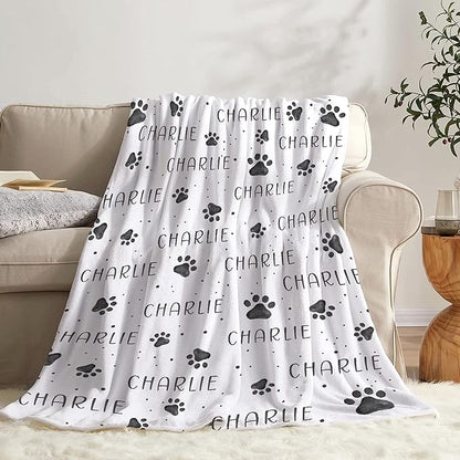 Personalized Dog Blankets Dog Paw Print Blanket Puppy Blanket 120"x90" for