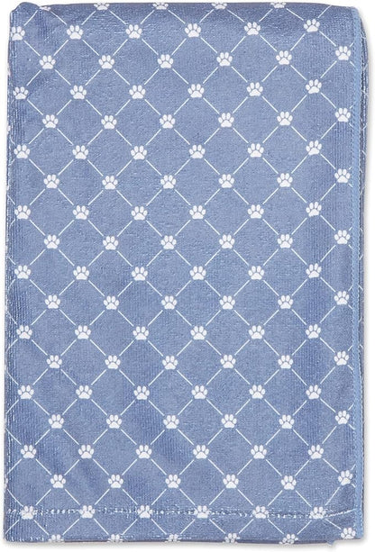 Bone Dry Pet Grooming Towel Collection Absorbent Microfiber X-Large, 41x23.5", Trellis Stonewash Blue