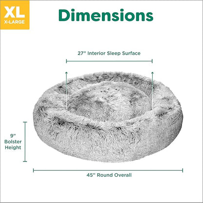 Furhaven 45" Round Calming Donut Dog Bed for Large Dogs 90 lbs 45.0"x45.0"x9.0"