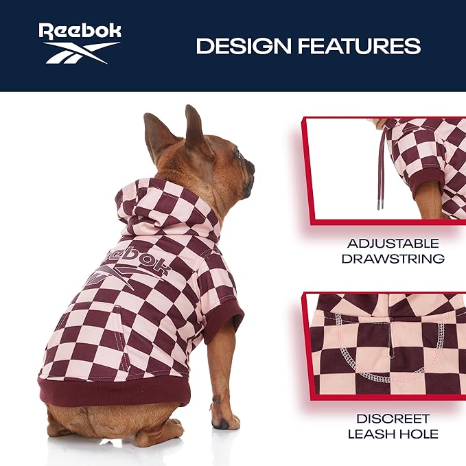 Reebok Dog Hoodie – Fleece Dog Sweater with Leash Hole