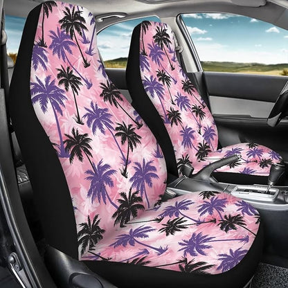Palm Tree Pink Tie Dye Car Seat Covers Washable Seat Protector for Women Men Air Mesh Cloth Automotive Vehicle Seat Covers for Cars Interior for Cars