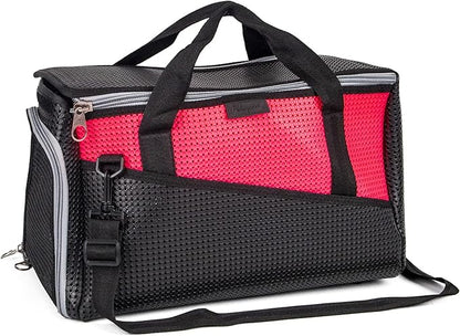 Cat Carriers and Dog Carrier for Small and Medium Pets,Airline Cpproved Pet Carrier Soft Faced Foldable Cat Carrier. (Large, Red)