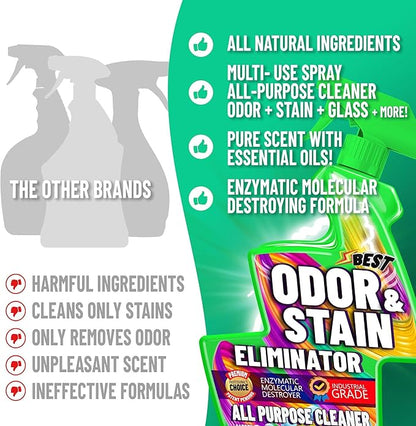 BEST Odor Eliminator for Strong Odor & Stain Remover Spray All Purpose Cleaner. Carpet