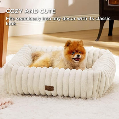 Bedsure Cute Dog Bed for Small Medium Dogs 25x21x7inches, Cream