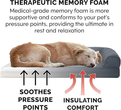 Furhaven Memory Foam Dog Bed for Large Dogs w/ Removable Bolsters & Washable Cover 125 lbs