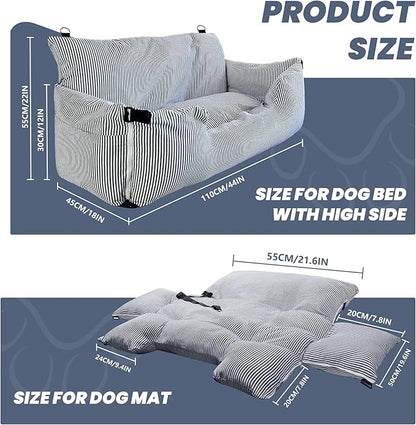 Large Dog Car Seat Under 100 lbs Dogs Funny Fuzzy Booster Car Seat Bed for Large Dogs Multifunctional Design for Home and Travel with Waterproof Pet Mat and Side Pockets