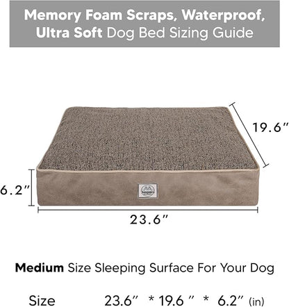 Memory Foam Dog Bed for Medium Dogs- Waterproof Dog Bed Mat with Removable Washable Cover