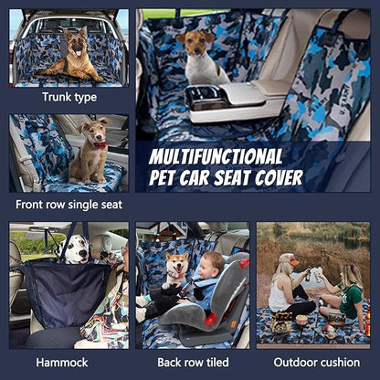 Dog Car Seat Cover for Back Seat 54''W×58''L (900D-6-1-blue)