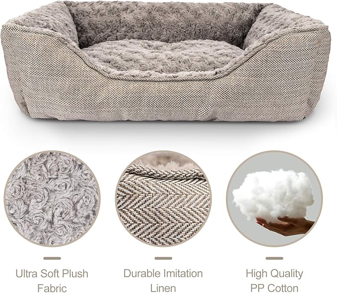 FURTIME Dog Bed for Large Medium Small Dogs Soft Washable Pet Bed Orthopedic Dog Sofa Bed Breathable Rectangle Sleeping Bed Anti-Slip Bottom(25''