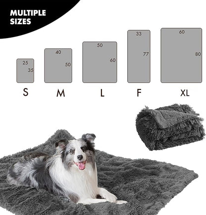 gogobunny Waterproof Plush Long Faux Fur Pet Throw Blanket Ultra Soft Fluffy Bed Couch Cover Washable (50x60 Inch 1), Grey)