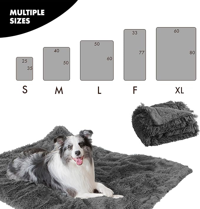 gogobunny Waterproof Plush Long Faux Fur Pet Throw Blanket Ultra Soft Fluffy Bed Couch Cover Washable (40x50 Inch 1), Grey)