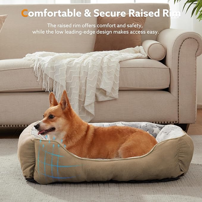 SIWA MARY Dog Bed for Large Size Dogs L(35"x25"x9") Brown