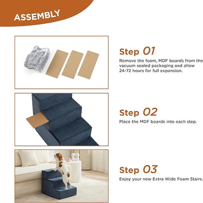 Lesure Dog Stairs for High Beds 3-Steps Dog
