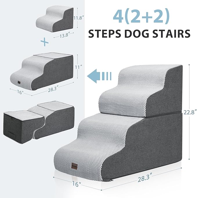Dog Stairs for High Beds 4-Step Dog