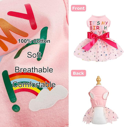 Dog Dress Birthday Clothes for Small Medium Dogs