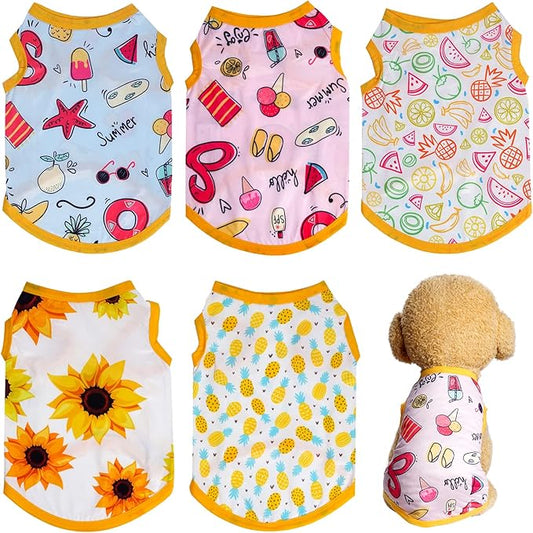 Dxhycc 5 Pieces Dog Shirts Pet Printed Puppy