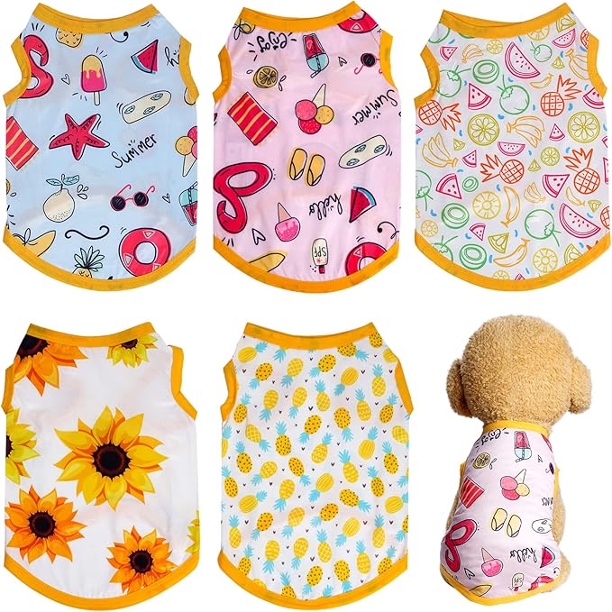 Dxhycc 5 Pieces Dog Shirts Pet Printed Puppy