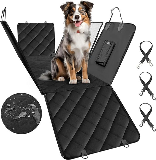 Simple Deluxe Dog Car Seat Cover with Mesh Window and 3 Storage Pocket