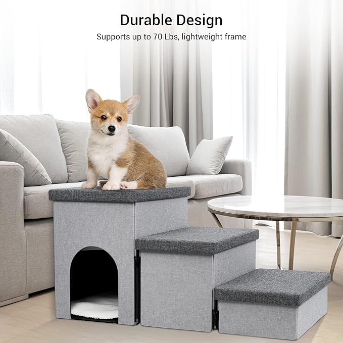Heeyoo Dog Stairs for Small Dogs 3-Step Pet
