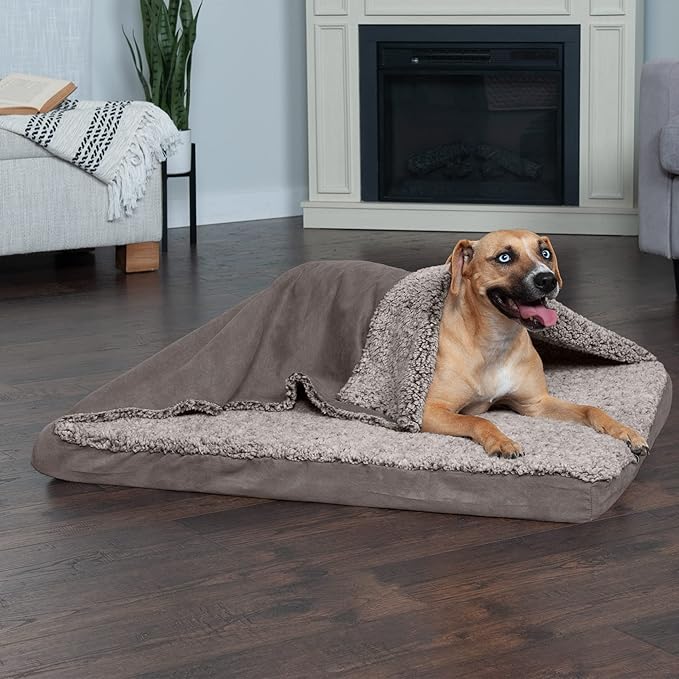 Furhaven Memory Foam Dog Bed for Large/Medium Dogs w/ Removable Washable Cover 55 lbs