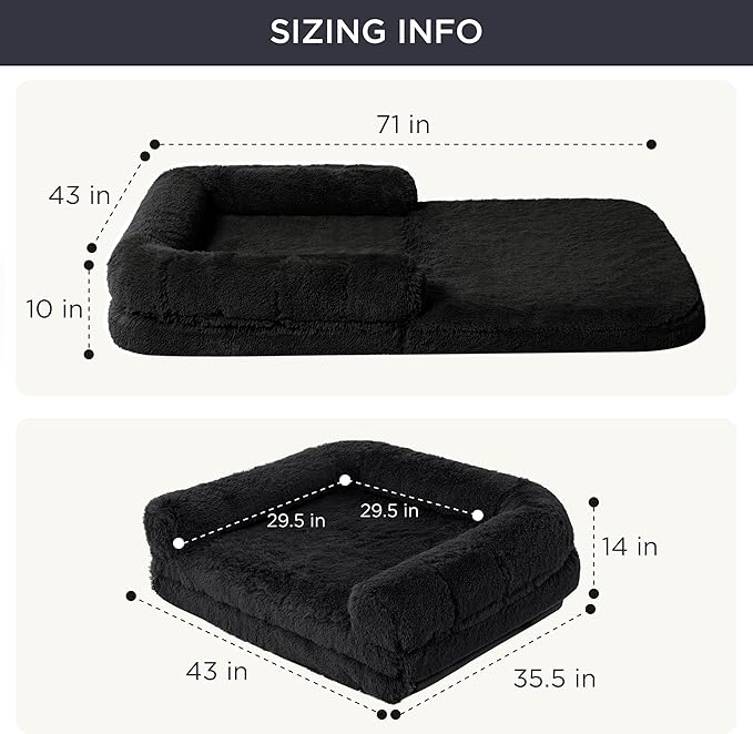 Bedsure Foldable Human Dog Bed for People Adults 2 in 1 Calming