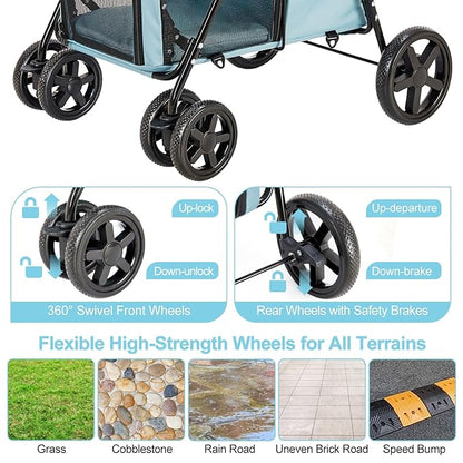 Double Pet Stroller for Dogs and Cats with 2 Detachable Carrier 4 Wheels,
