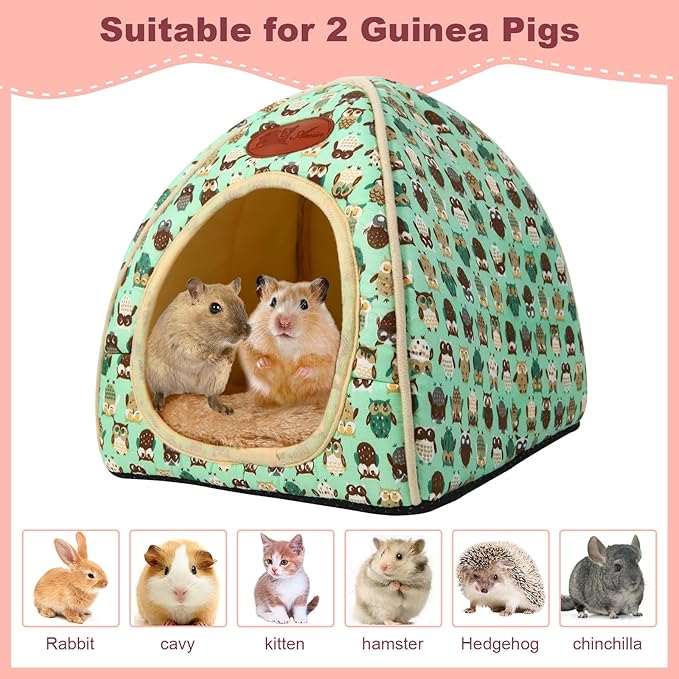 Cozy Guinea Pig Hideout Bed Soft Fleece Material Removable Cushion Washable and Dryer Friendly Perfect Cage Accessories for Rabbits Hamsters Hedgehogs