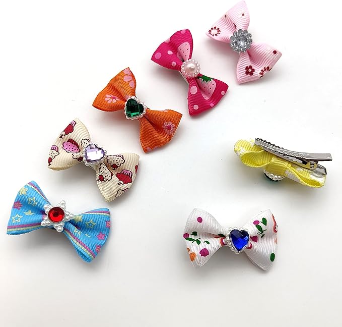 60Pcs Puppy Dogs Hair Barrettes Bows with Metal Clips