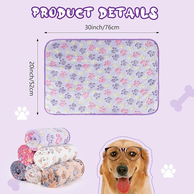 YUEPET Waterproof Dog Blankets, 6 Pack Washable Dog Blankets for Bed Couch Sofa Protector Fleece Flannel Puppy Blanket Soft Plush Reversible Throw Blanket for Small Dog Puppy Cat 30"×20"