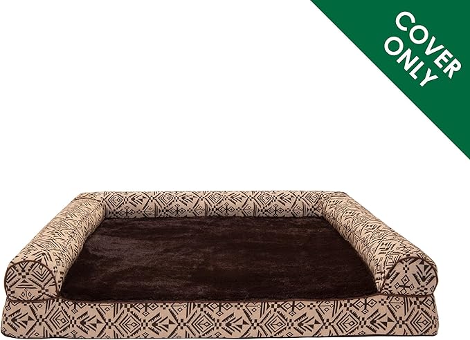 Furhaven Replacement Dog Bed Cover Plush & Southwest Kilim Décor Sofa-Style