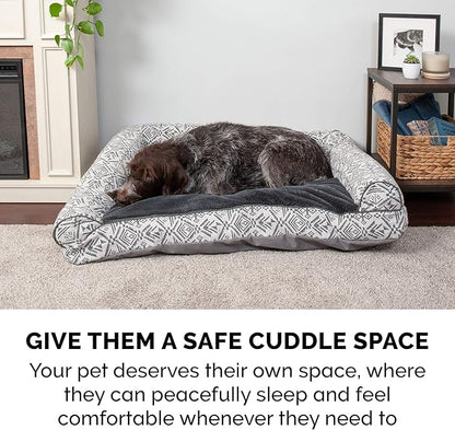 Furhaven Pillow Dog Bed for Large/Medium Dogs w/ Removable Bolsters & Washable Cover