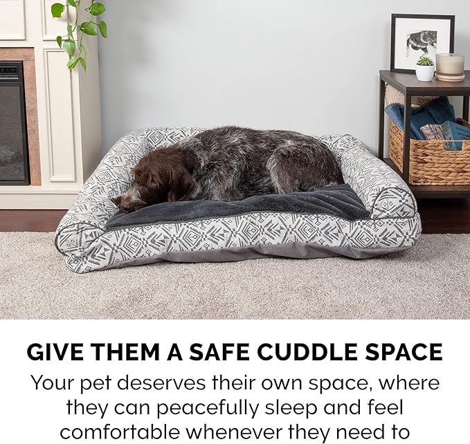Furhaven Pillow Dog Bed for Medium/Small Dogs w/ Removable Bolsters & Washable Cover
