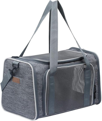 Cat Carrier - Soft-Sided Dog Pet Carrier, Portable Foldable Pet Bag up to 28 Lbs, Airline Approved Travel Puppy Carrier (Large, Light Grey)