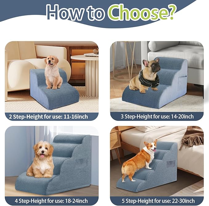 Dog Stairs for High Beds 3-Step dog 15.7" H 16-20 inches 3 Tiers