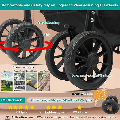 MILA&LOUIS Foldable Dog Stroller 4 Wheels 3 in 1 Folding 30lbs