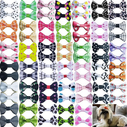 80PCS (40 Paris) Cute Dog Bows with Clips