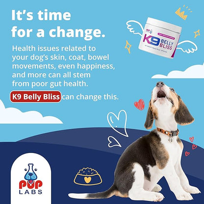 K9 Belly Bliss - Daily Digestive Support - Custom-Formulated Prebiotic for Dogs - Topper for Dry and Wet Food, 30 Scoops, 2.14 oz