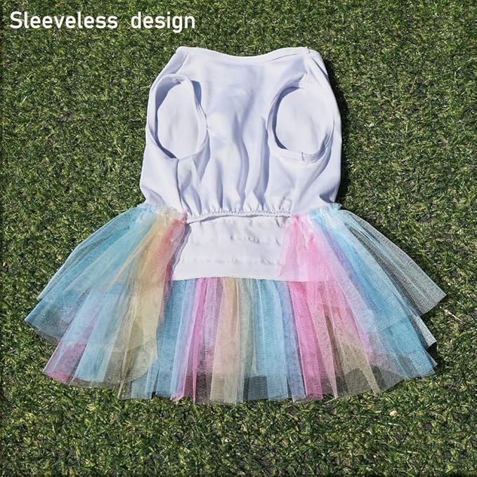 ANIAC Dog Vest Skirt Puppy Princess Dresses Cute Birthday Tutu Skirt Doggy Wedding Outfit Pet Clothing for Cats and Small Medium Dogs (White