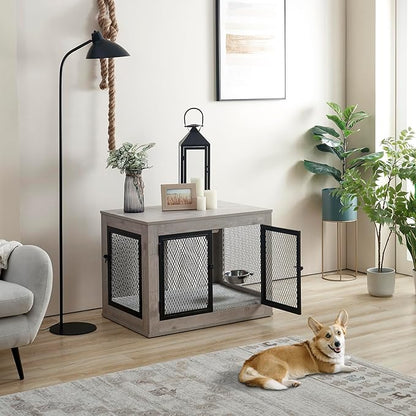 Memory Foam Dog Bed Crate Pad for Small Size Dog Soft Fluffy Kennel Pad Crate Mat for Dog Mattress Anti-Slip Comfy Puppy Bed for Pet 29x20.5 Inch,Grey