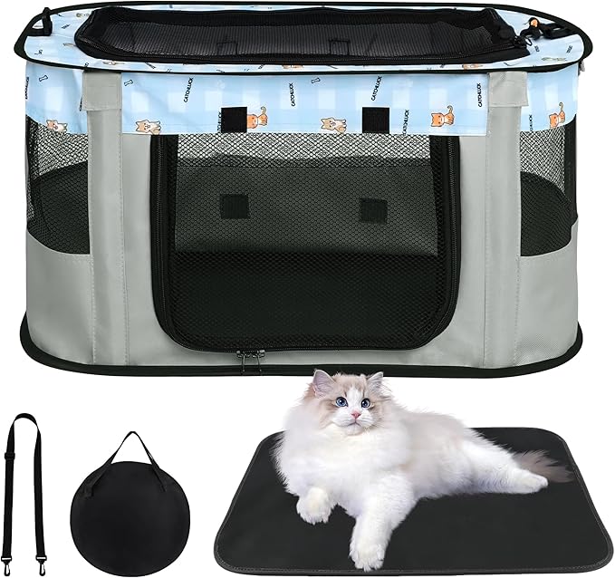 Dog Carriers for Small Dogs Cat Carrier Soft Sided Cat Bag Airline Foldable Pet Travel Carrier Bag with Mat and Carry Bag, Grey