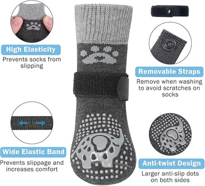 SCENEREAL Dog Socks to Prevent Licking Paws for Hardwood Floors Anti Slip