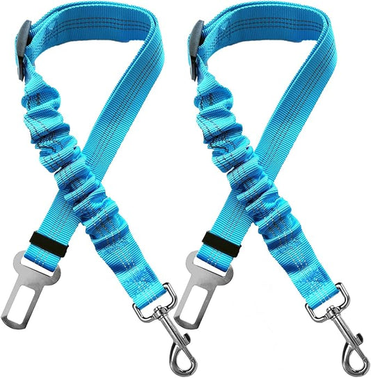 2 Dog Car Harness Seatbelt Seat Belt Leash Travel Accessories Bungee Anti Shock Pet Cat Adjustable Lead Clip Safety Seats Belts Sky Blue