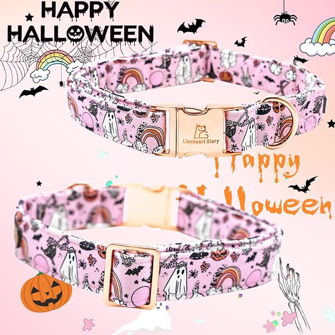 Lionheart glory Halloween Dog Collars Fall Dog Collar Pink Bowtie Girl Boy Pet Collar Dogs Pumpkin Collar Bows Duty Adjustable Dog Bow Collars for Small Dogs Puppy
