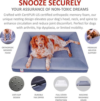 Premium Waterproof Orthopedic Medium Dog Bed Made Out of Velvet 37" x 29" x 6"
