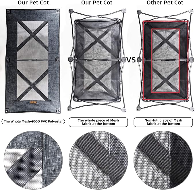 YEP HHO 54 Inches Long Elevated Folding Pet Bed Cot Travel Portable Breathable Cooling Textilene Mesh Sleeping Dog Bed(54 inch（Pack of 1）, Grey)