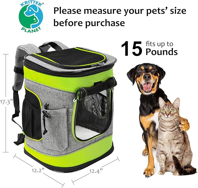 Kritter Planet Pet Carrier Backpack for Dogs and Cats 2 Mesh
