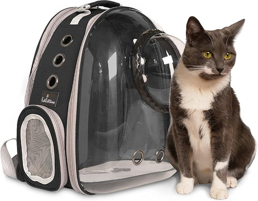 LaLuz2021 Cat Backpack Bubble Dog Carrier Pet Bag - Expandable Tent Double Bubble Capsule Backpacks - Plush Mat and Built-in Leash Clip Cat Carrier Dog Backpack Carrier