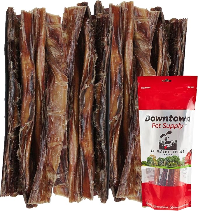 Downtown Pet Supply USA Sourced 12", 5 Pack Bully Sticks for Large Dogs, Regular - Rawhide Free Dog Chews Long Lasting and Non-Splintering - Single Ingredient, Low Odor Bully Sticks for Medium Dogs